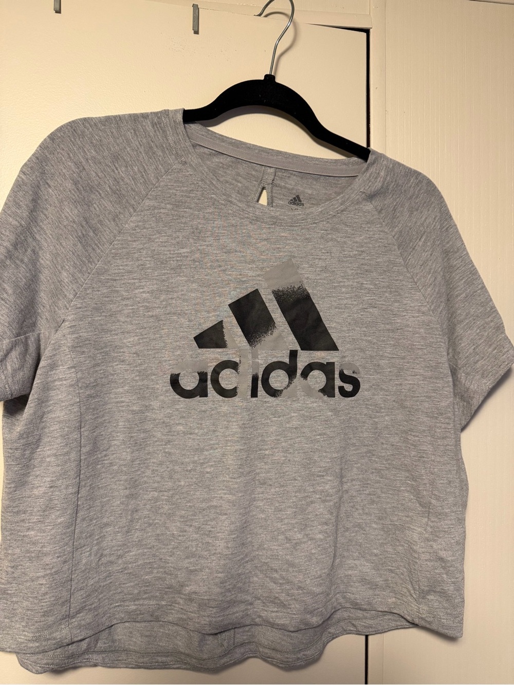 Adidas womens Gray Short-Sleeve Logo Tee